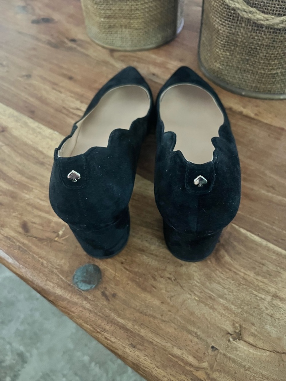 kate spade Yasmin Black Pointed-Toe Suede square heel shoes - Picture 5 of 6